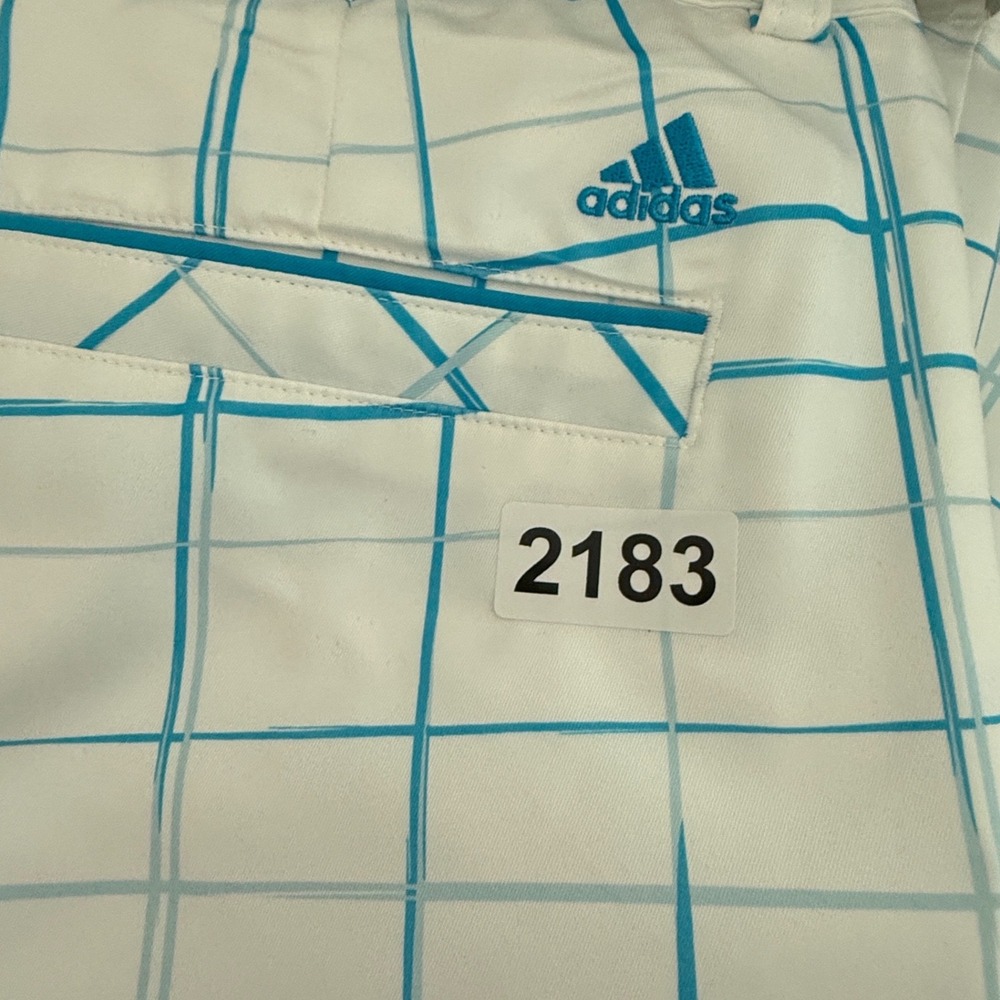 Adidas Climalite Golf Shorts Womens 10 White Blue Grid Plaid Performance Sport - Picture 7 of 7